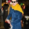 Timothée Chalamet The Late Show with Stephen Colbert Blue Suede Coat Jacket