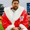 Travis Kelce Red Puffer Christmas Coat