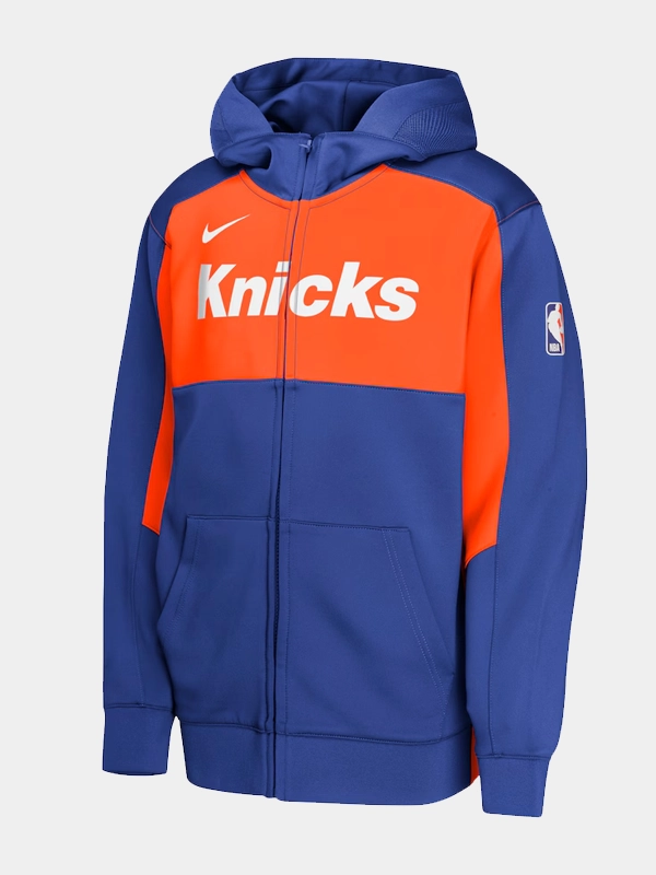 Youth Nike Blue-Orange New York Knicks Authentic On-Court Showtime Performance Full-Zip Hoodie