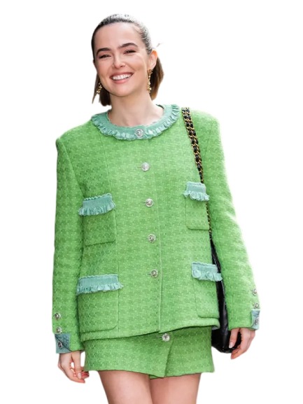 Zoey Deutch Green Tweed Jacket