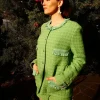 Zoey-Deutch-Tweed-Jacket-Green