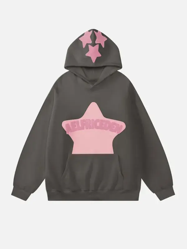 Aelfric Eden Vintage Embroidery Star Hoodie For Women Grey