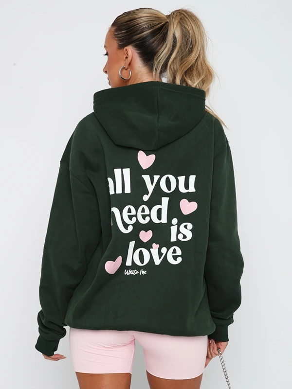 All You Need Is Love Hoodie Forest Green