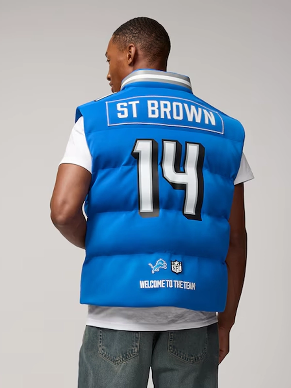 Amon-Ra St. Brown Detroit Lions Unisex Off Season x NFL Player Puffer Vest - Blue