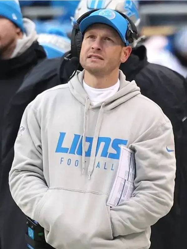 Ben Johnson Detroit Lions Sideline Hoodie Grey