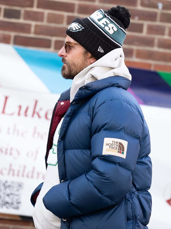 Bradly Cooper Gucci North Face Blue Puffer Jacket