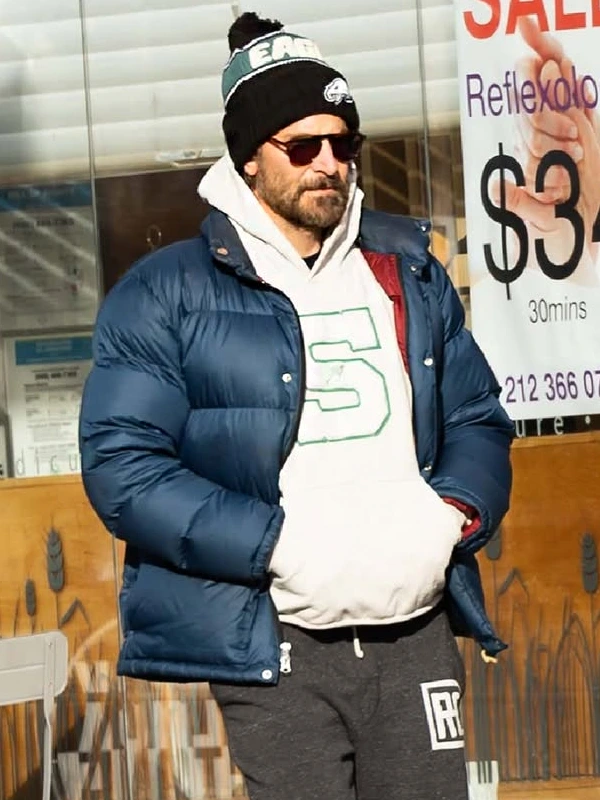 Bradly Cooper Gucci x The North Face Puffer Jacket Blue