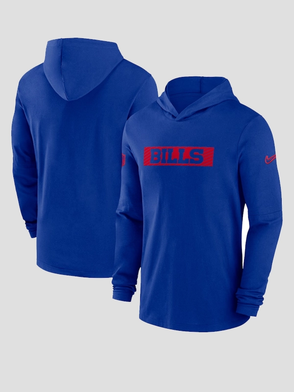 Buffalo Bills Sideline Hoodie Performance Long Sleeve T-Shirt Blue