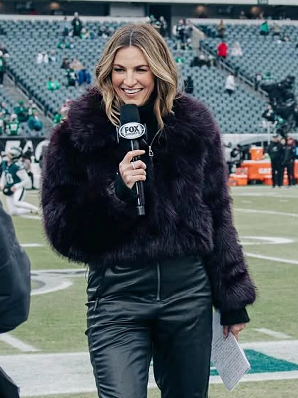 Erin Andrews Faux Fur Short Coat Purple