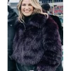 Erin Andrews Purple Fur Jacket