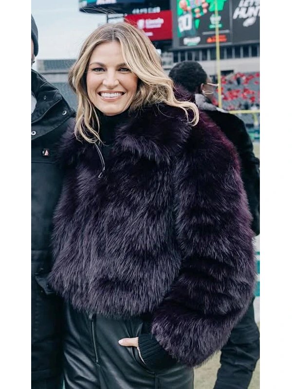 Erin Andrews Purple Fur Jacket