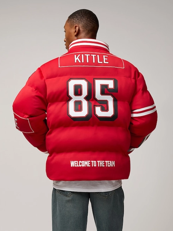 George Kittle 49ers Off Season Player Puffer Jackets Red