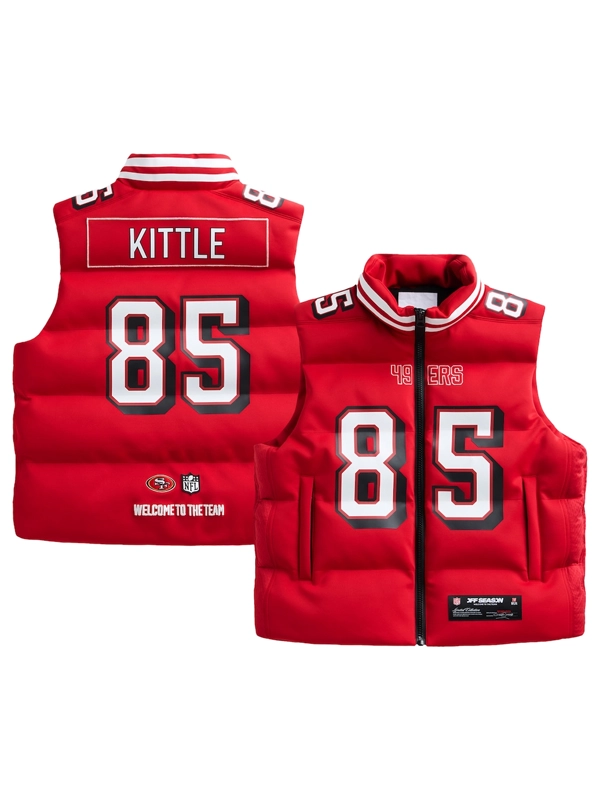 George Kittle San Francisco 49ers Off Season Player Puffer Vest Red