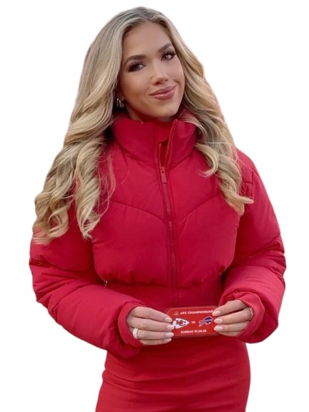 Gracie Hunt AFC Championship Crop Puffer Jacket Red