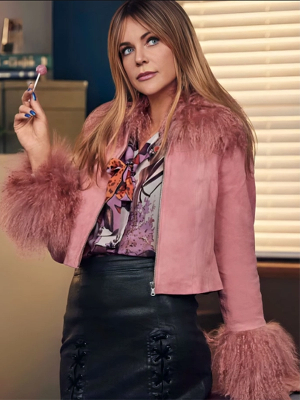 High Potential Kaitlin Olson Pink Suede Jacket