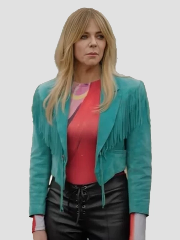 High Potential Kaitlin Olson Teal Fringed Jacket