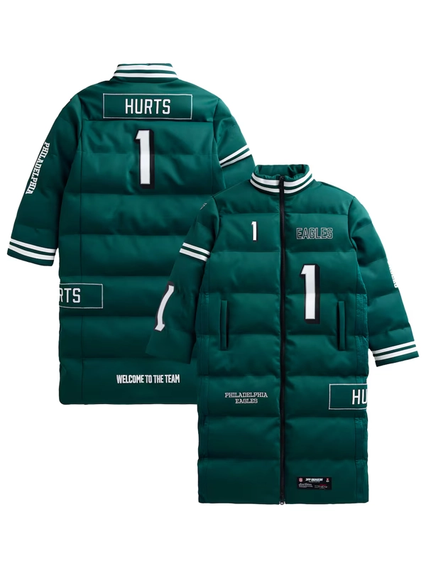 Jalen Hurts Philadelphia Eagles Off Season Player Puffer Coat Green