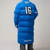 Jared Goff Detroit Lions Off Season Blue Long Puffer Coat