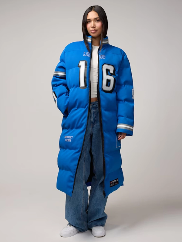 Jared Goff Detroit Lions Off Season Puffer Coat Blue