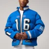 Jared Goff Detroit Lions Off Season Puffer Jacket Blue