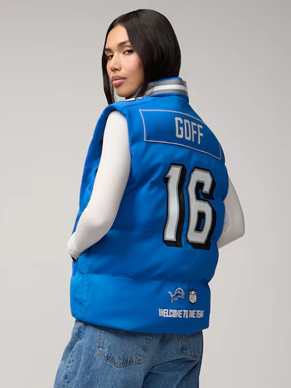 Jared Goff Detroit Lions Unisex Off Season x NFL Player Puffer Vest - Blue