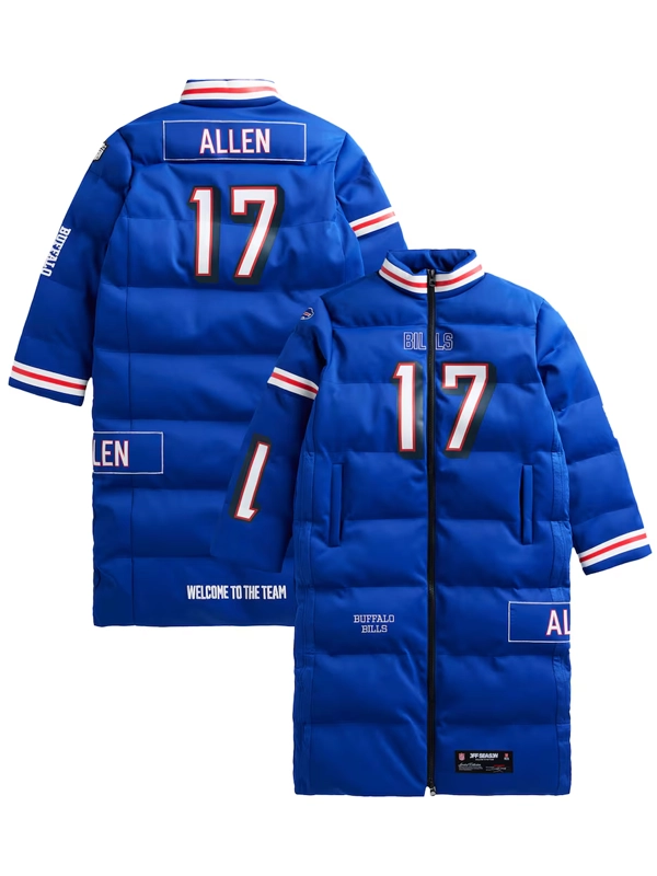 Josh Allen Buffalo Bills Off Season Player Puffer Coat Blue