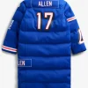 Josh Allen Buffalo Bills Off Season x NFL Player Blue Puffer Long Coat