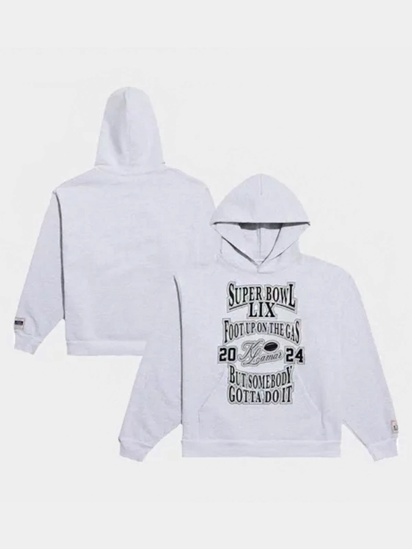 Kendrick Lamar Super Bowl LIX Foot Up On The Gas Hoodie Grey