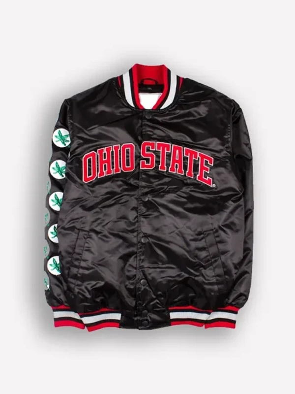 Lebron James Ohio State Buckeyes Black Black Satin Bomber Jacket