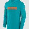 Men's Nike Aqua Miami Dolphins Sideline Hoodie Performance Long Sleeve T-Shirt