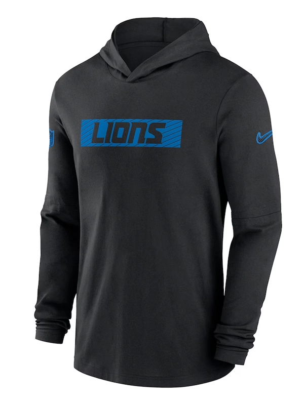 Men's Nike Black Detroit Lions Sideline Hoodie Performance Long Sleeve T-Shirt