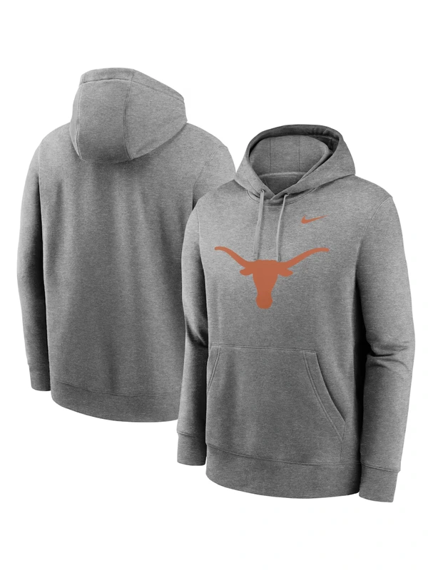 Men's Nike Heather Gray Texas Longhorns Primetime Club Fleece Pullover Hoodie