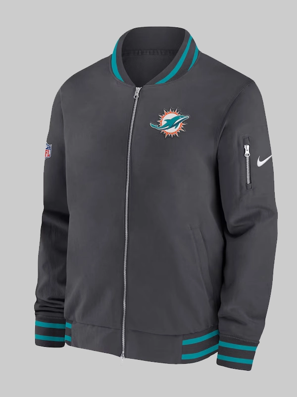 Miami Dolphins Nike Sideline Coach Bomber Jacket Black