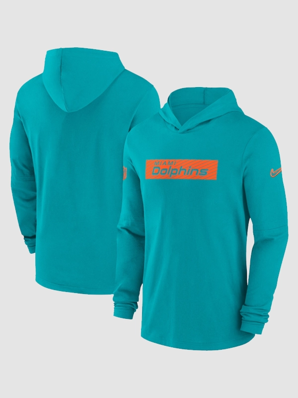 Miami Dolphins Sideline Hoodie Performance Long Sleeve T-Shirt