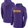 Minnesota Vikings Sideline Hoodie Performance Long Sleeve T-Shirt Purple