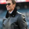 NFC Wild Card Playoffs Tom Brady Black Leather Jacket