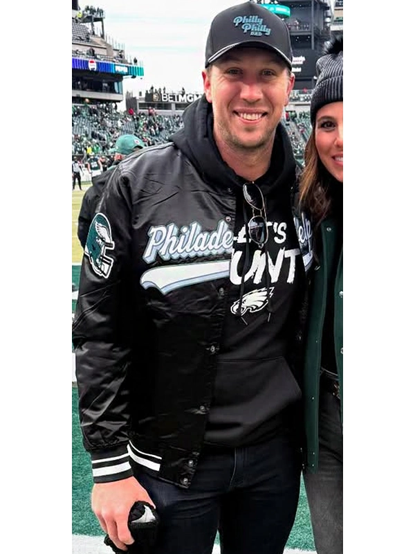 Nick Foles Eagles Black Satin Jacket