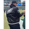 Nick Foles Philadelphia Eagles Black Satin Varsity Jacket