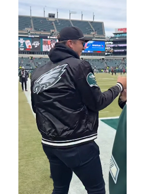 Nick Foles Philadelphia Eagles Black Satin Varsity Jacket