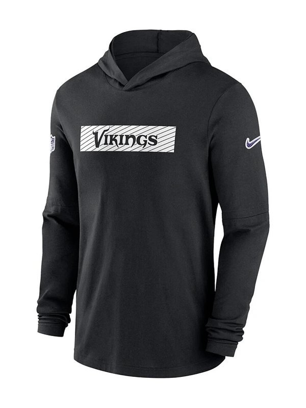 Nike Men's Minnesota Vikings Black Sideline Hoodie Performance Long Sleeve T-Shirt