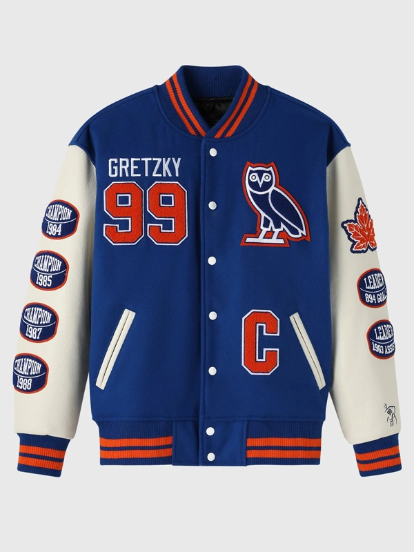 OVO Gretzky The Great One Varsity Jacket Blue