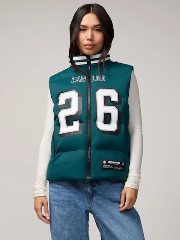 Off Season Jalen Hurts Philadelphia Eagles Player Puffer Vest Green