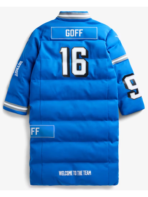 Off Season Jared Goff Detroit Lions Puffer Coat Blue