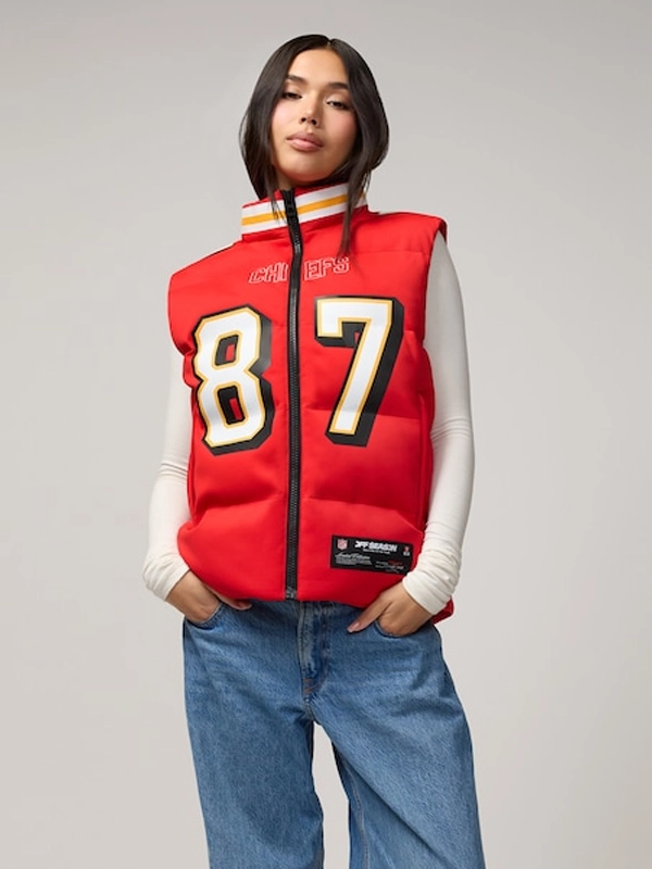 Off Season Travis Kelce Chiefs Puffer Vest Red