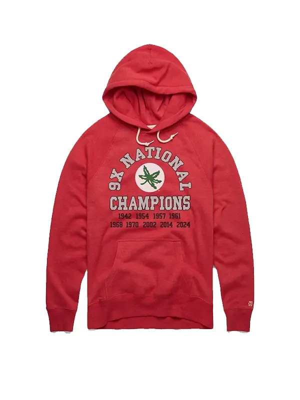 Ohio State 9X National Champions Hoodie Red