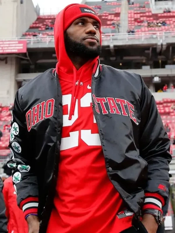 Ohio State Buckeyes Lebron James Black Satin Jacket