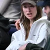 Olivia Wilde White Zip-Up Hoodie