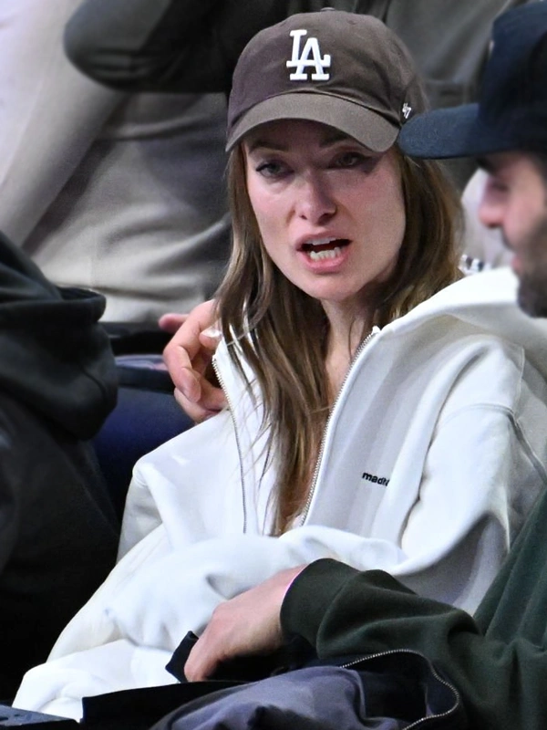 Olivia Wilde White Zip-Up Hoodie