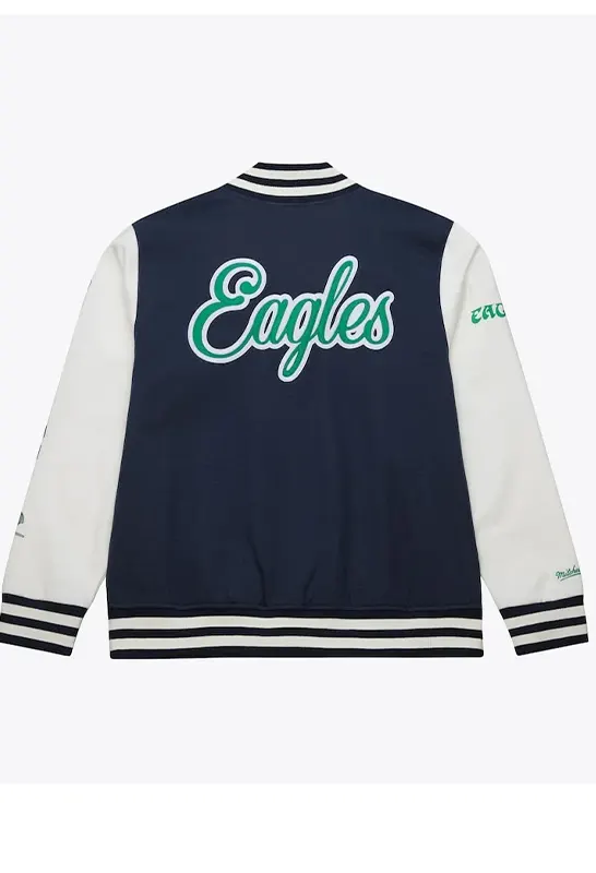 Philadelphia Eagles Washed Fleece Full-Snap Varsity Jacket Navy