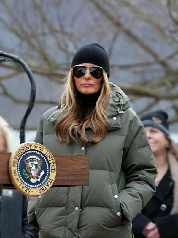 Rag and Bone Melania Trump Green Hooded Puffer Jacket